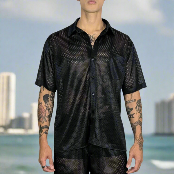 BOXXY S/S SHIRT • BLACK MESH
