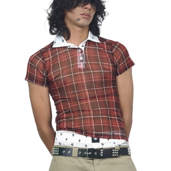 SS26 FITTED POLO • RED TARTAN